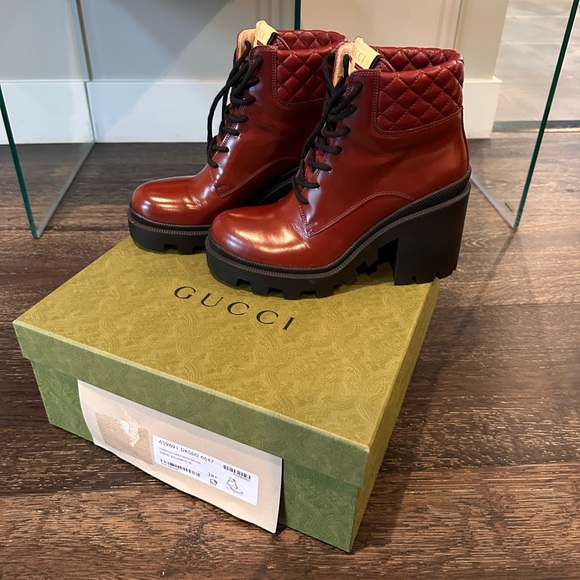 Gucci Burgundy ankle boot size 38.5 - Picture 5 of 5